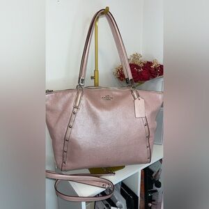 Coach Kelsey studded caviar pebbled leather large shoulder bag